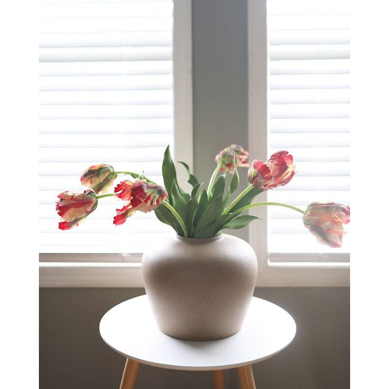 Real Touch Lemon Parrot Tulip 27", White