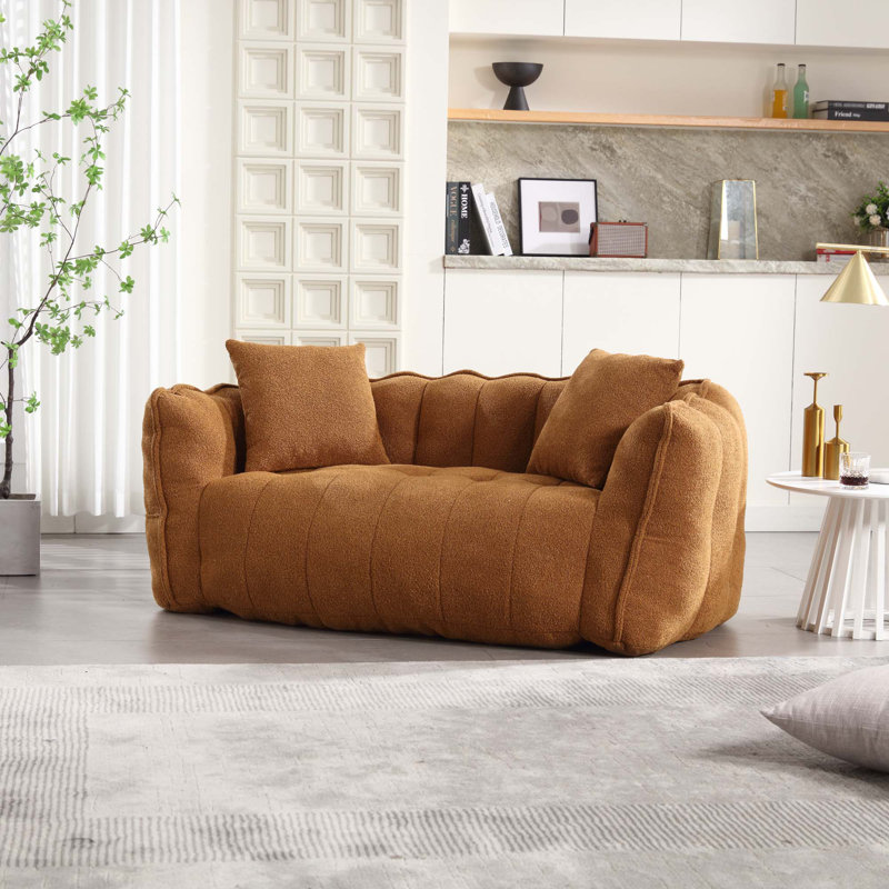  Bean Bag Sofa Large Bean Bag Chair Tufted Loveseat, Yellow Chenille