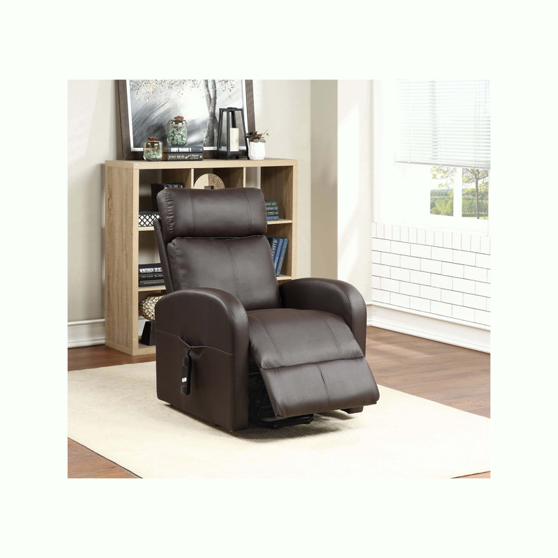 Fauteuil inclinable en polyuréthane avec lève-personne électrique, Brun