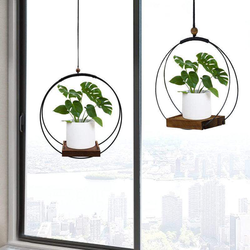 Metal Wall Planter, 64.5cm H x 32cm W x 15cm D, Black