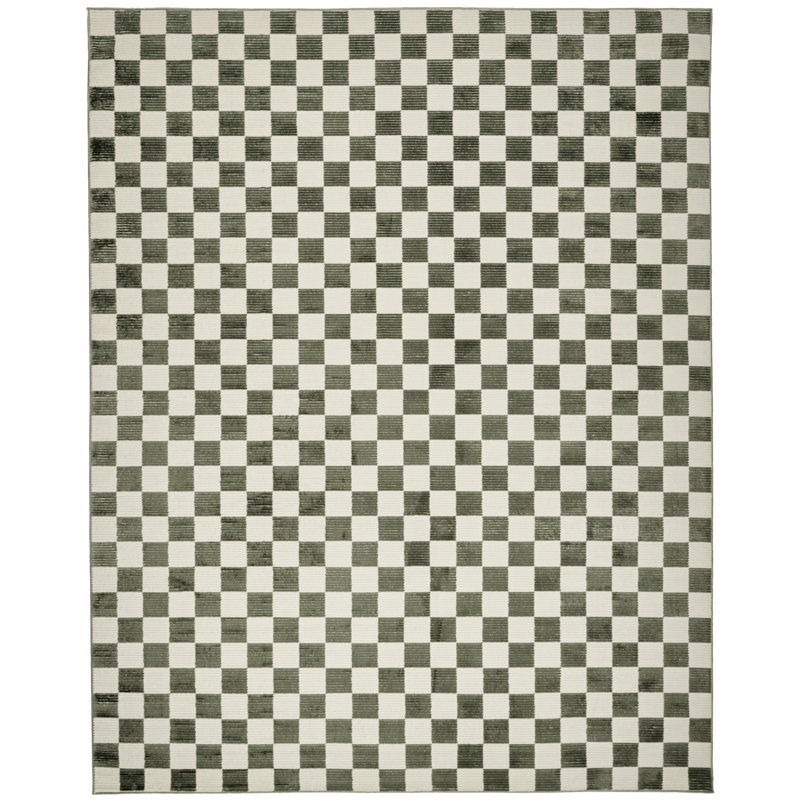Gambit Washable Rug, Rectangle 5'3" x 7'10", Olive Green