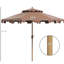 Parasol de patio à double plateau à volants 9 pi - avec inclinaison et manivelle pour l'amusement extérieur dans différents environnements Manivelle à bouton-poussoir brun, terrasse, piscine, jardin