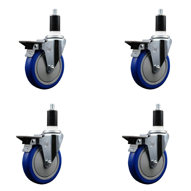 Ensemble de roulettes extensibles en poly pivotant de 1 3/8 po avec frein SCC