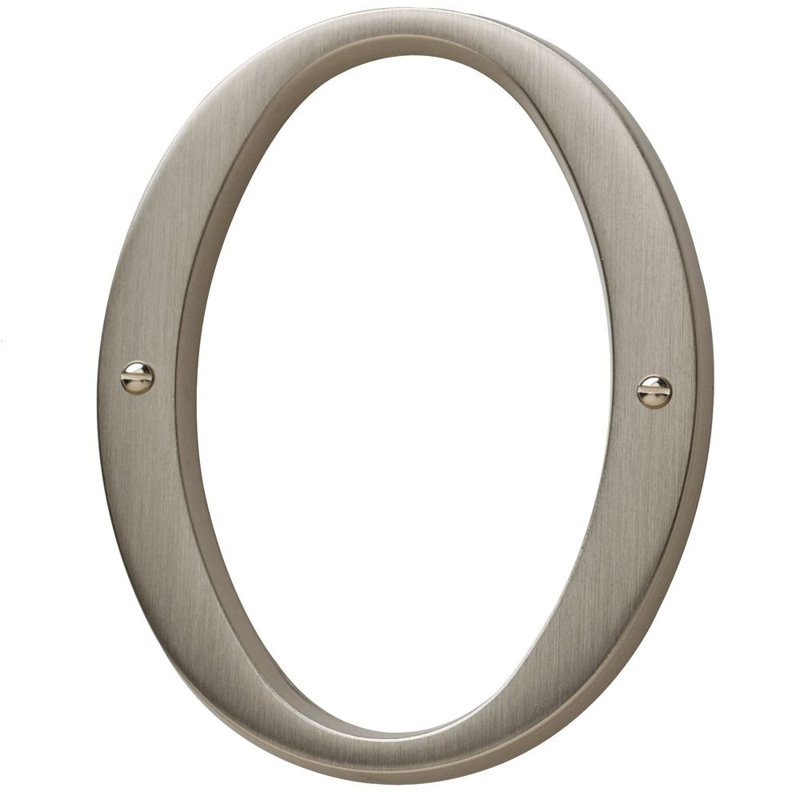 4.75" H Brass House Number, 0, Polished Chrome