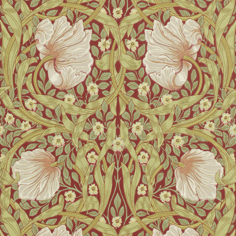 Morris Archive Pimpernel Wallpaper, Brick/Olive