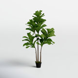 59.1'' Faux Fiddle-Leaf Fig Tree Tree in Cement Pot