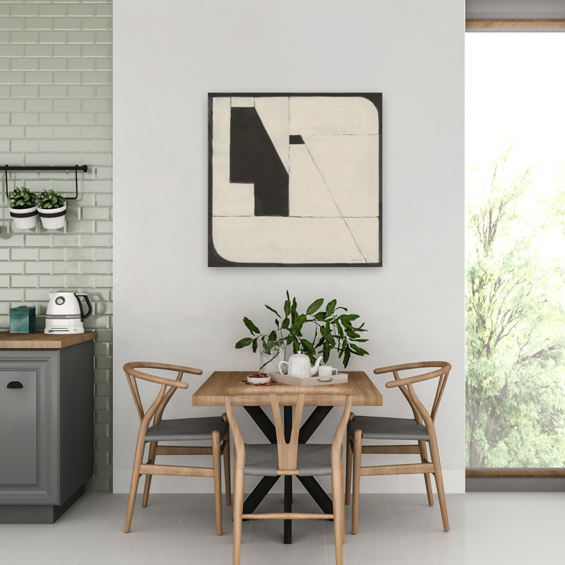 Un jour contemporain avec art abstrait noir, H 32 po x l 32 po