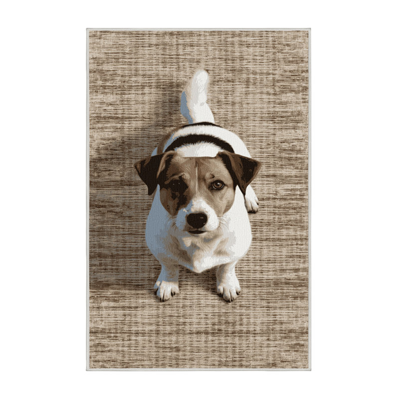  Tapis lavable Fox Terrier pour chien, Rectangulaire 2 pi x 3 pi