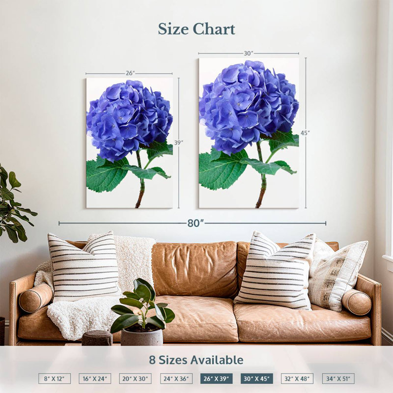 Harnek Blue Hydrangea Flowers, 39" H x 26" W