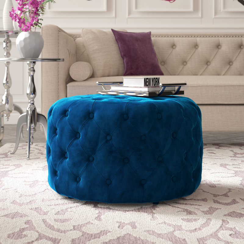 Miah Upholstered Ottoman, Cambridge Blue