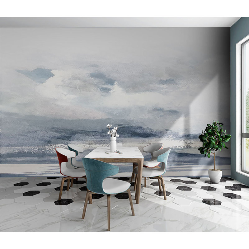 Abstract Cloud Watercolor Skyline Wallpaper, 172" W x 114" L