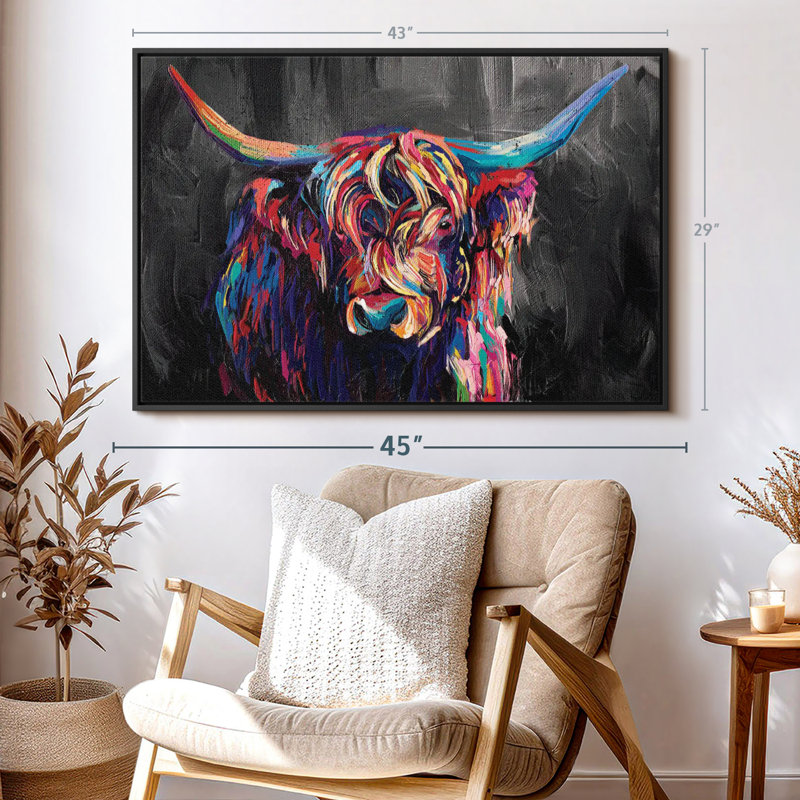 Animal «Art mural en acrylique Highland Cow», H 29 po x l 43 po