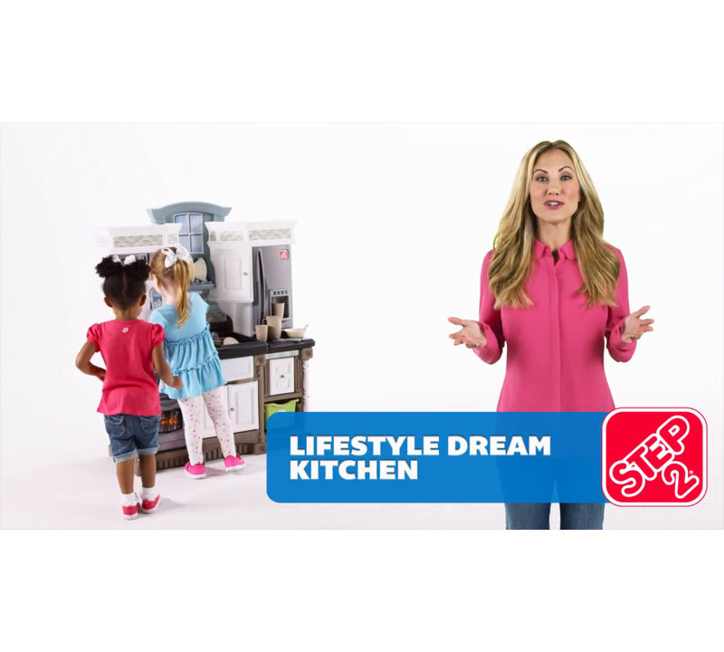 Interactive Tan and White Kids Kitchen Playset with Accessories