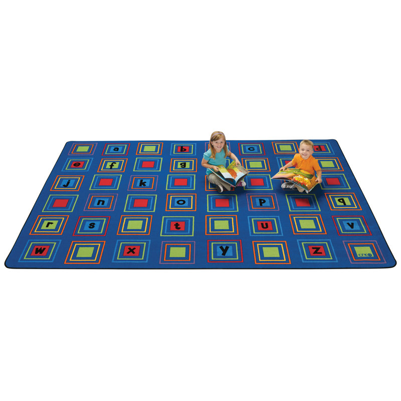 Tapis bleu Literacy Alphabet Squares, Rectangle 4pi x 6 pi