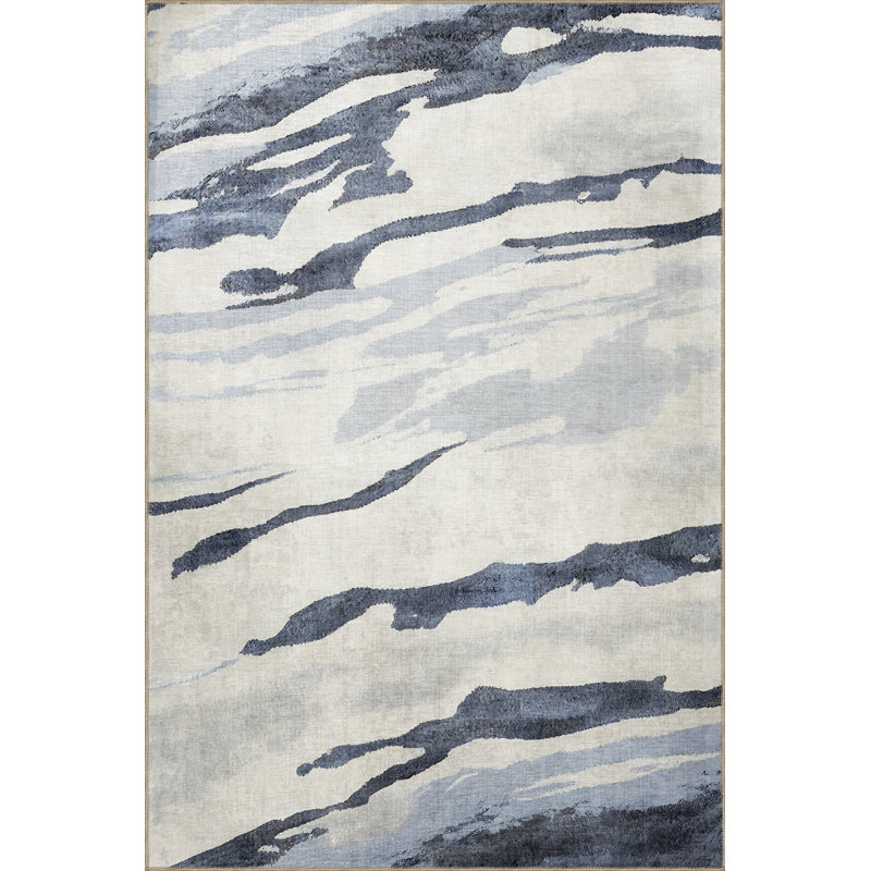 Tapis décoratif moderne à motif de croix en dégradé bleu, Tapis de couloir 3 pi 3,37 po x 6 pi 6,74 po
