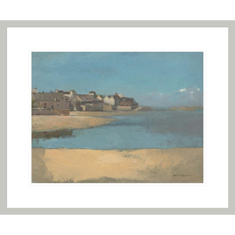 «Village by the Sea in Brittany» par Odilon Redon, impression giclée sur cadre, 17.75" H x 21.44" W