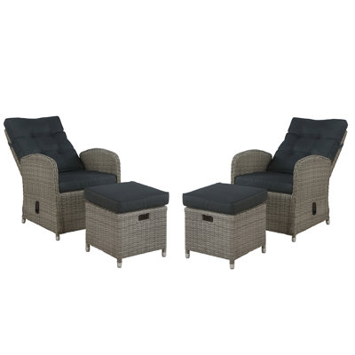 Wicker Outdoor Lounge Chair with Ottoman