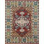 Tapis traditionnel en laine noué à la main rouge / gris clair KC-85486173