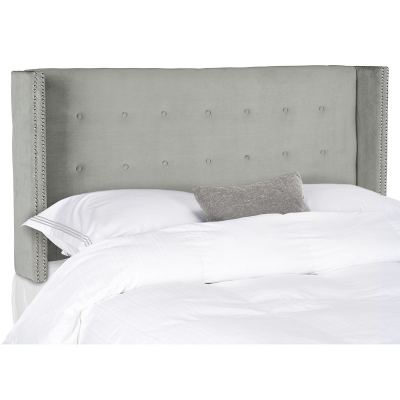 Burch Upholstered Headboard, Velvet Pewter, Queen