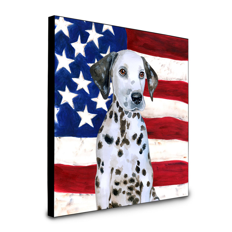 Panneau mural patriotique art Double Down, Chiot Dalmatien