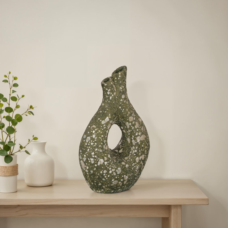 Vase à huile d'olive vert, grand, H 15 po x l 9 po x P 5 po
