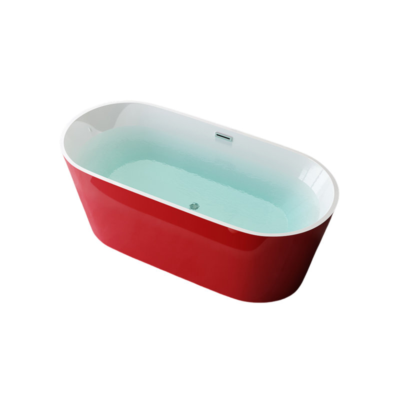 Baignoire ovale moderne simple en acrylique, Rouge