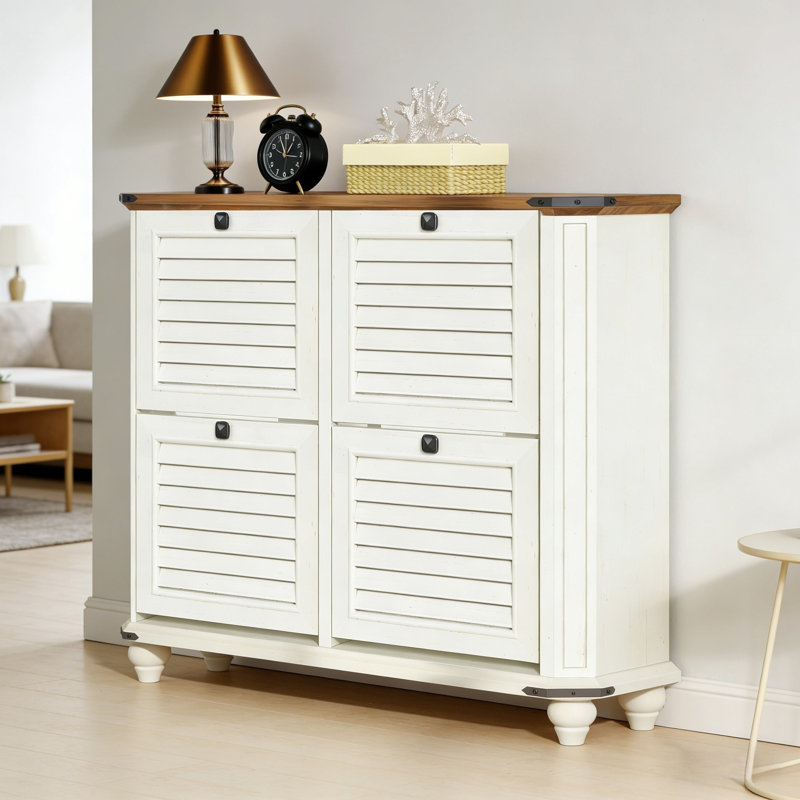 Armoire à chaussures rustique à couvercle rabattable