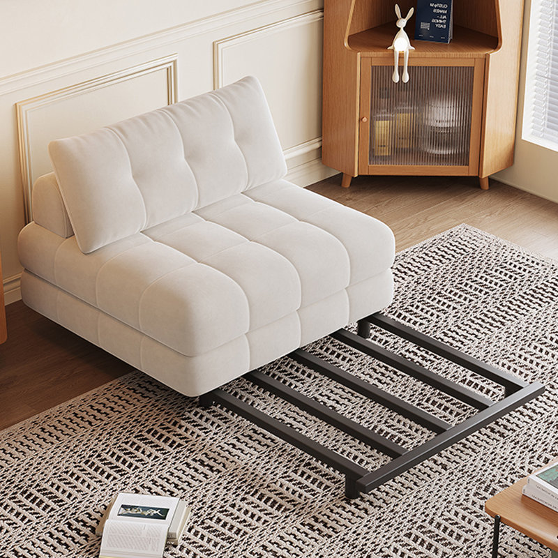 Canapé-lit modulaire en velours blanc crème, H 33,46 po x l 39,37 po x P 40,55 po