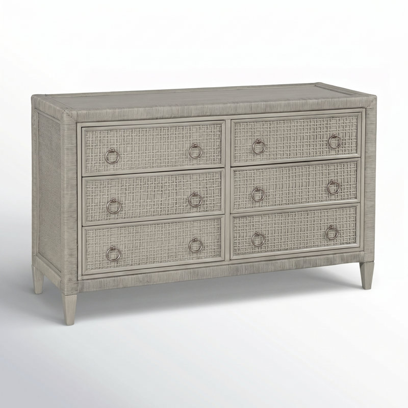 Commode 6 tiroirs Monterey, Pierre grise, Non, Nickel satiné