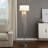 Malenna 65.75"H Sheer White Drum Shade Rain Crystal Chrome Metal Floor Lamp for Living Room, Standing Lamp for Bedroom