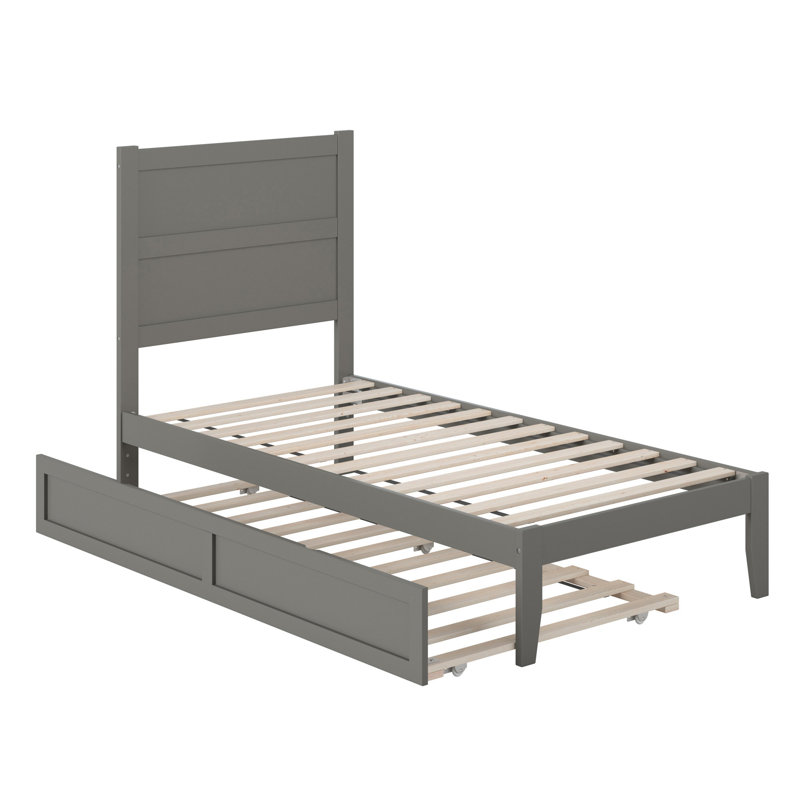  Lit plateforme en bois massif avec lit gigogne Barbera, Gris, Simple
