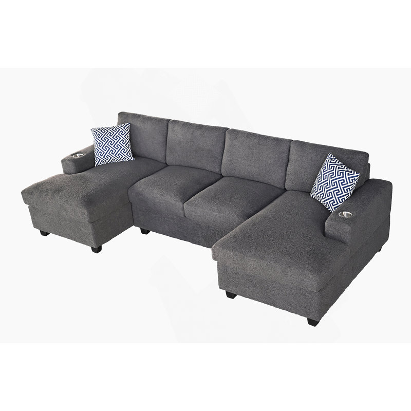 Canapé modulaire confortable en forme de U avec coussins moelleux, sièges polyvalents et chaises longues relaxantes pour le confort de la maison