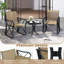 Ensemble 3 pièces de chaises berçantes pour patio avec table d'appoint en verre trempé brun 3 pièces-283547760