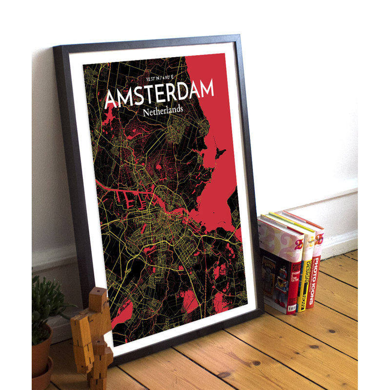 Amsterdam City Map - No Frame Print, 43.2cm H x 27.9cm W x 0.1cm D