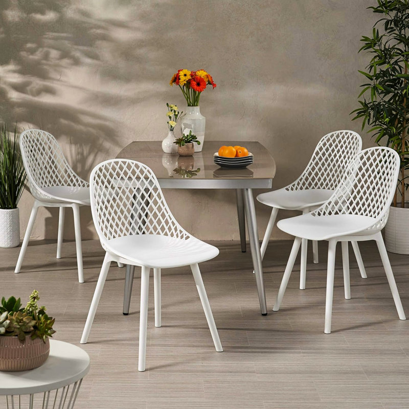 Chaise en polypropylène blanc Lily