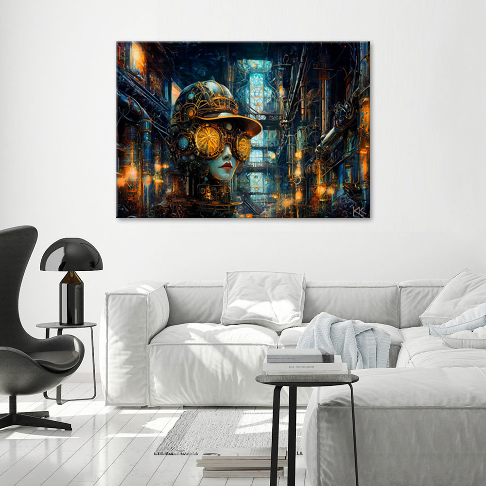 Leinwanddruck, Weiblicher abstrakter Steampunk - Wrapped Canvas Print