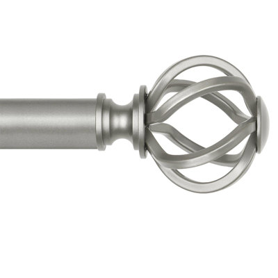 Antique Silver Curtain Rod 32 To 58 Inch (2.6-4.8 Ft), 7/8 Curtain Rods For Windows 20 To 54 Inch, Telescoping Splicing Drapery Rods With Twisted Cage Finials