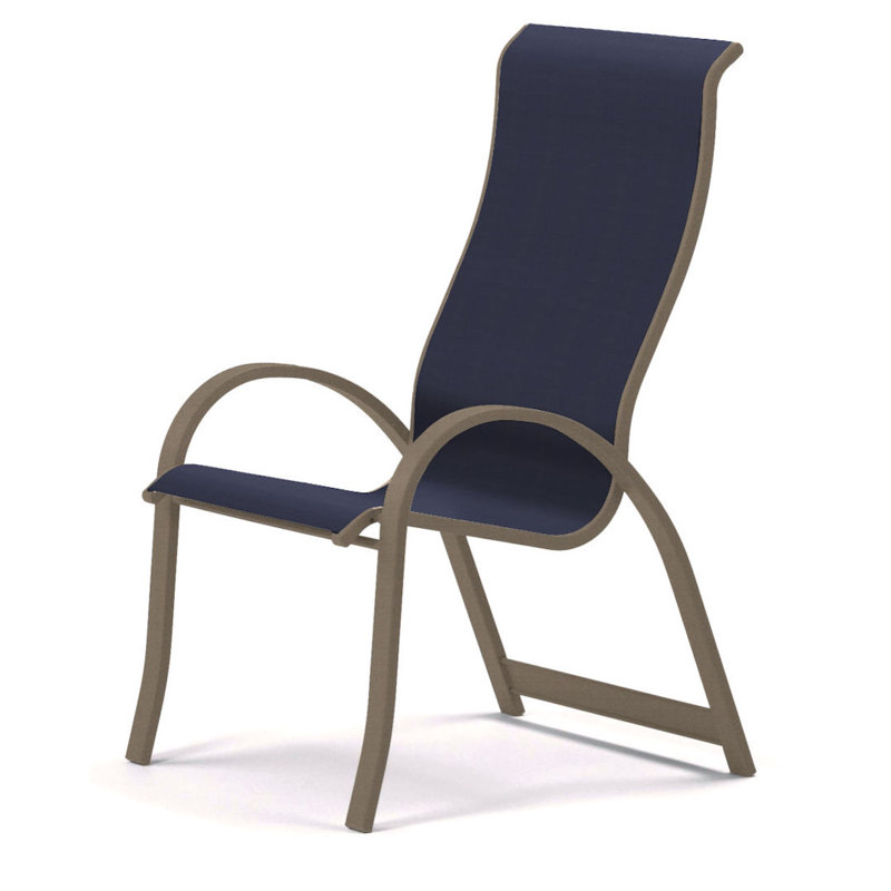 Aruba 1 Outdoor Dining Armchair, Textured Desert, Navy 13D Sunbrella®