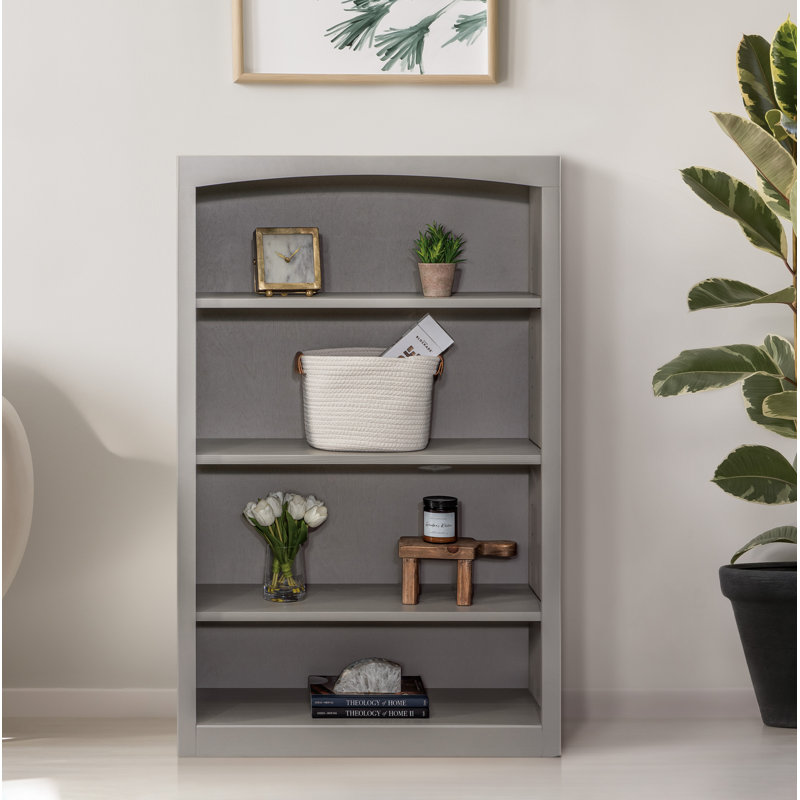 Ossy American Built Solid Wood Bookcase, Storm Gray, (4 Shelves) 48"H x 30"W x 12"D