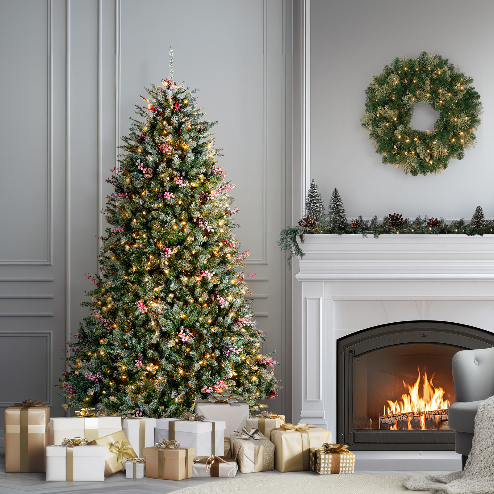 Pre-Lit Fir Christmas Tree, 7.5' H