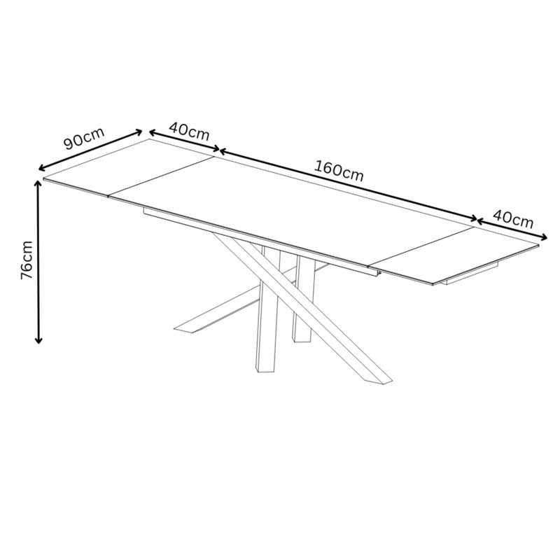 Sang Rectangular Extending Ceramic Dining Table, 76 x 240 x 90cm, Dark Grey