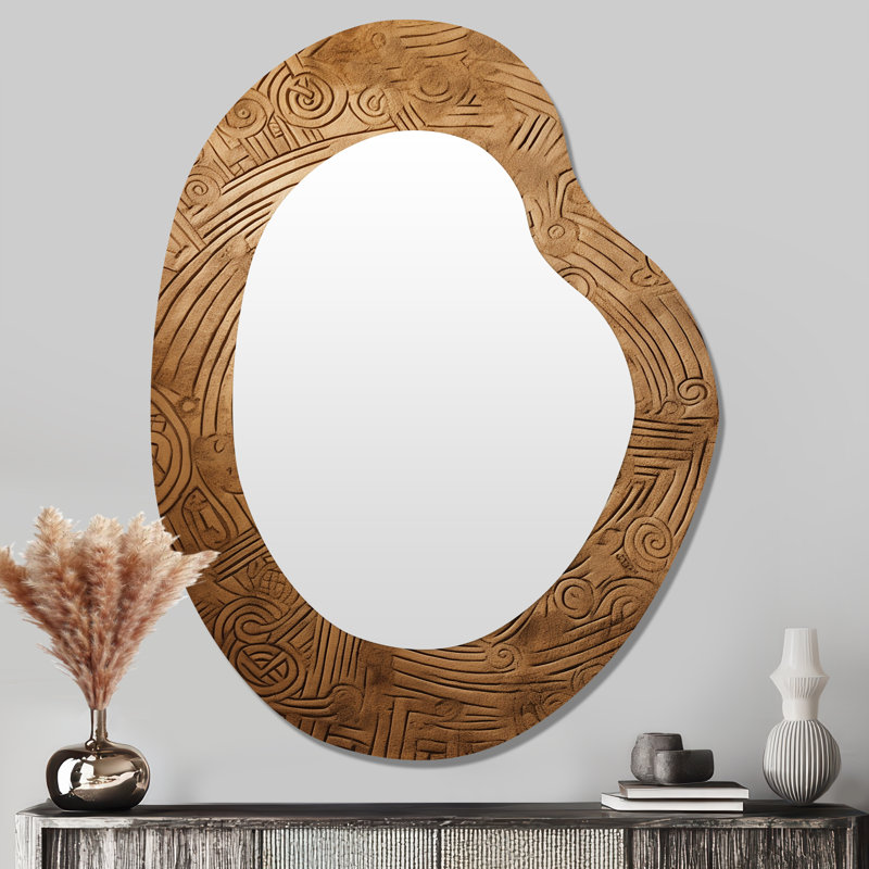 Gold Maze - miroir mural unique en forme de plume Boho