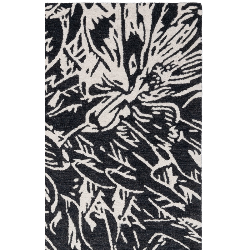 Tapis noir / ivoire Jardin 329, Rectangle de 5 pi x 8 pi