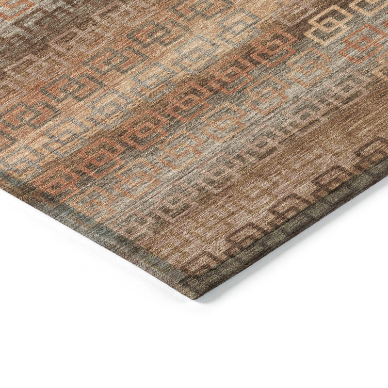 Tapis cuivre intérieur / extérieur lavable à la machine Xhevrie, Tapis de couloir 2 pi 3 po x 7 pi 6 po