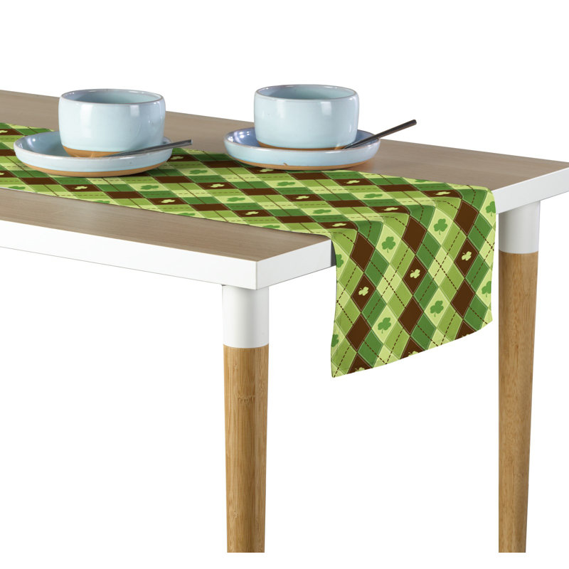 Estes Lucky Shamrock Argyle Table Runner, 108" L x 14" W, Green