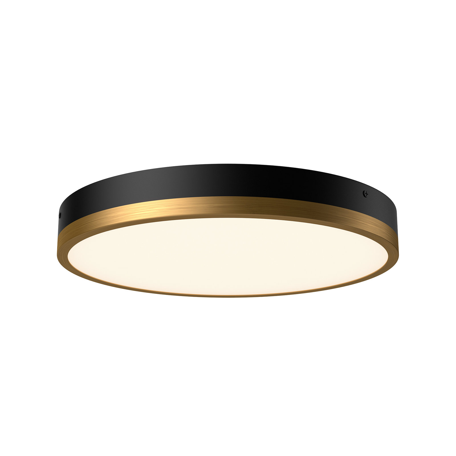Orland Single Light Glass LED Flush Mount, 2" H x 15" W x 15" D, Aged Gold/Matte Black