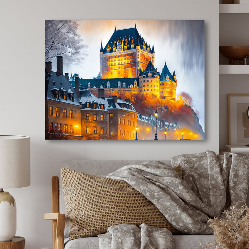 «Chateau Frontenac in Winter V», reproduction sur toile, Toile tendue, 28" H x 60" W