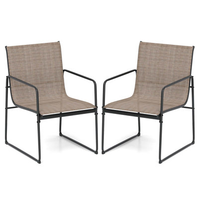 2 Pcs Outdoor Dining Chairs Patio Furniture Chair With Breathable Seat & Backrest by 17 Stories