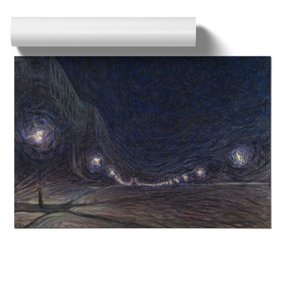 Night Scene at Hornsgatan by Eugene Jansson - Frameless Print