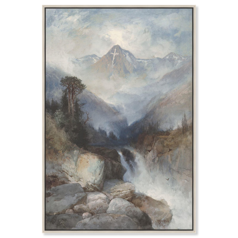 Art montagnard sur toile, montagne de la Sainte-Croix, par Art Remedy, Cadre argenté, H 46 po x l 31 po